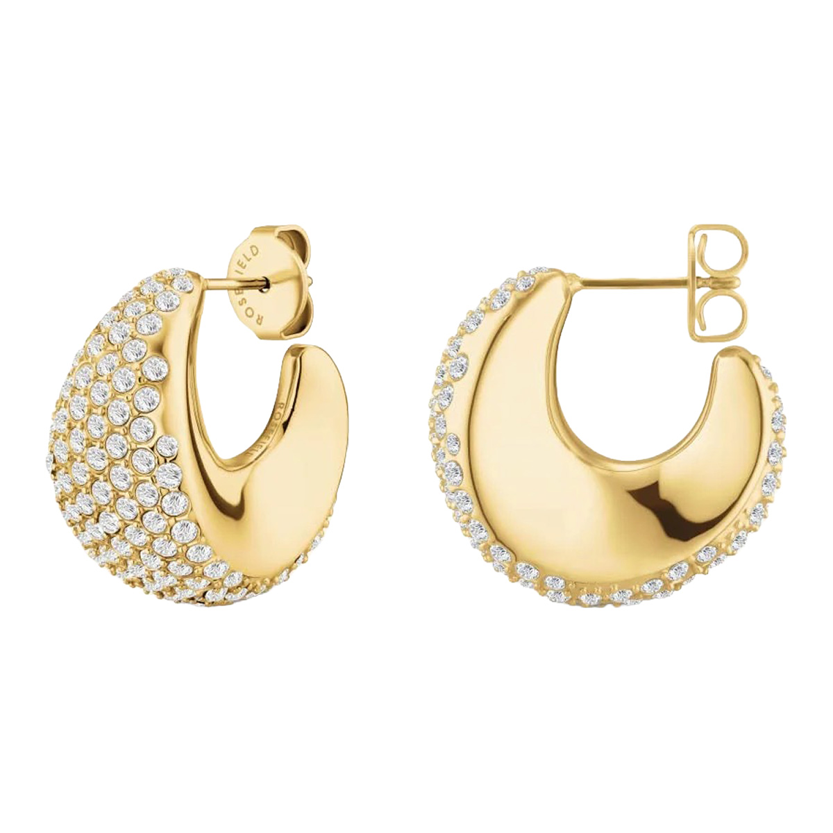Rosefield Pavé Half Moon kullatut korvakorut JEPMG-J1224