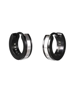 Lykka Strong musta/hopea 13,4 mm teräskorvakorut