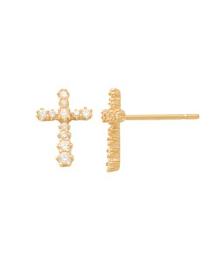 Lykken Crosses kultaiset risti nappikorvakorut zirkonioilla 9.8 mm
