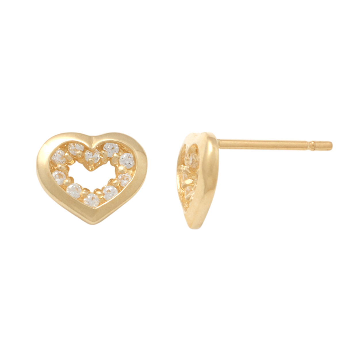 Lykka Hearts kultaiset sydän nappikorvakorut 6 mm