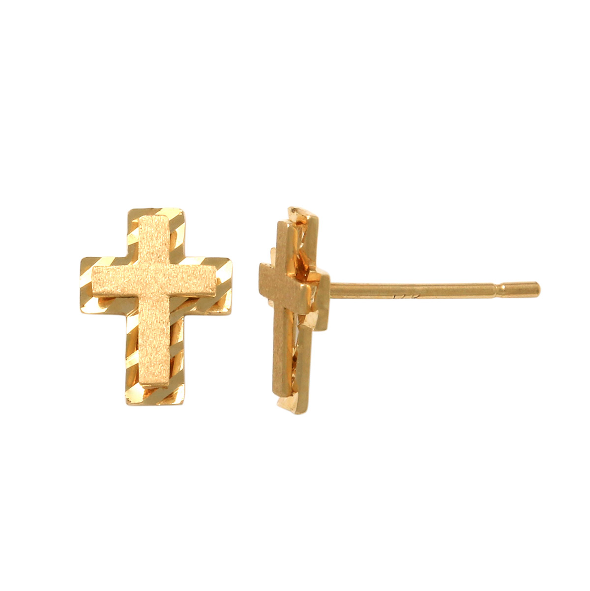 Lykka Crosses kultaiset risti nappikorvakorut 7.8 mm