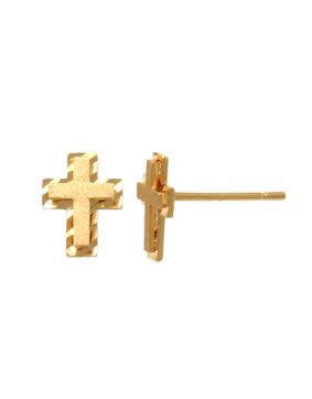 Lykken Crosses kultaiset risti nappikorvakorut 7.8 mm
