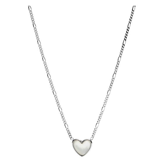 Fossil kaulakoru Heart Mother-Of-Pearl Sterling Silver Necklace JFS00444040