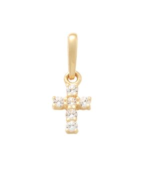 Lykken Crosses kultainen mini ristiriipus zirkonioilla 5.8 mm
