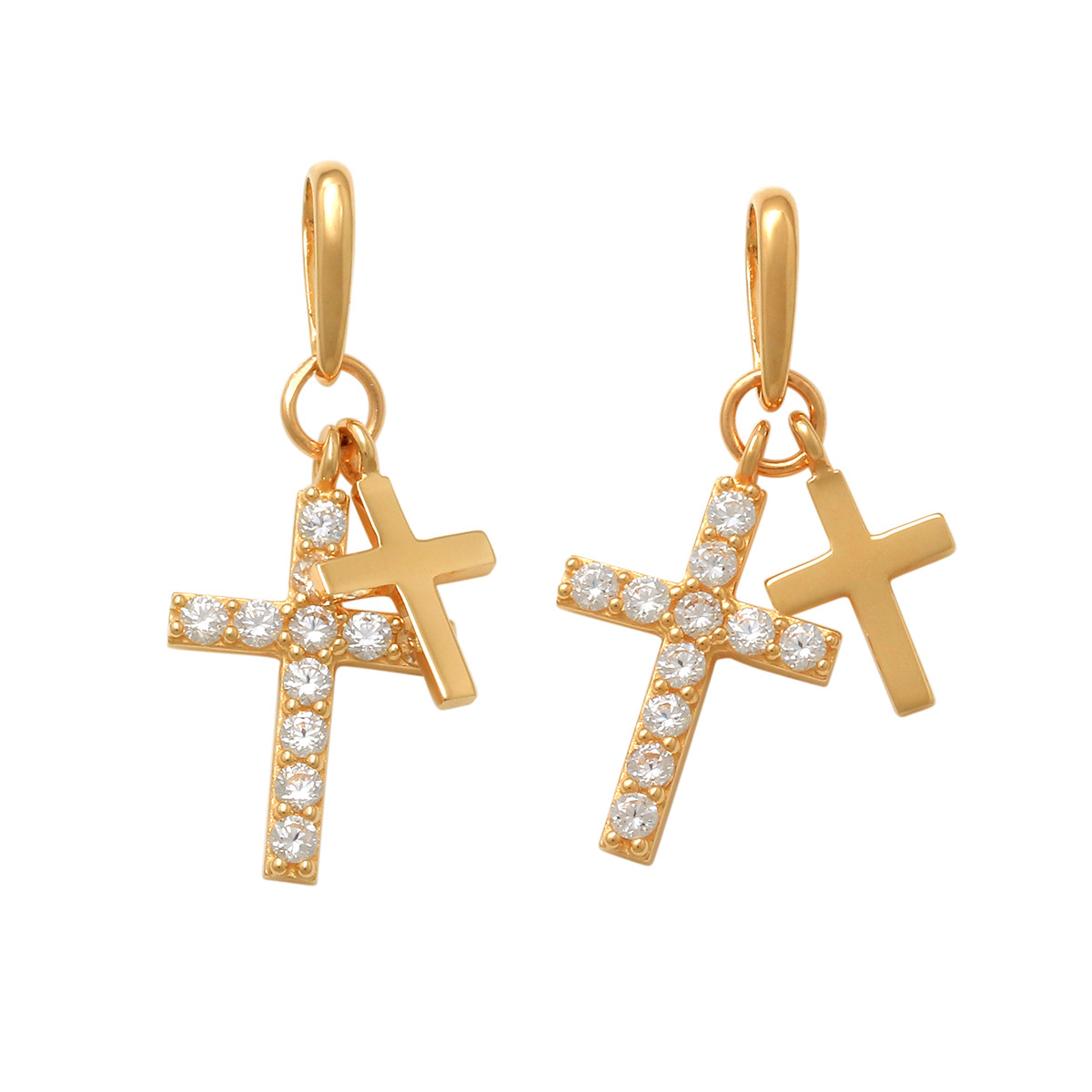 Lykka Crosses kultainen kaksoisristiriipus zirkonioilla 7.6 mm