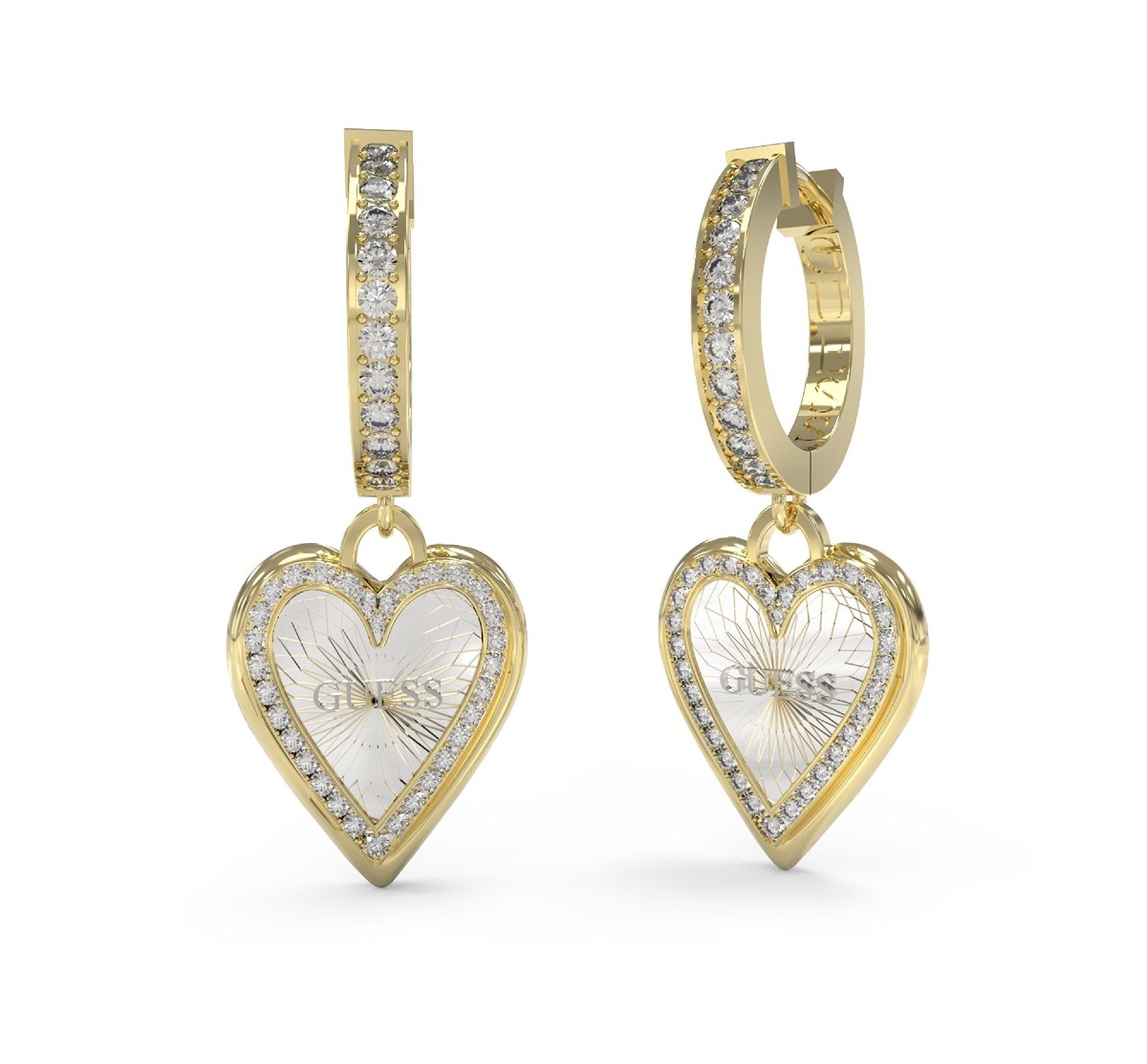 GUESS Love me tender kullanväriset sydänkorvakorut hopea JUBE03239JWYGRHT/U