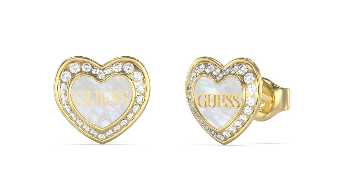 GUESS Love kullanväriset sydänkorvakorut JUBE04028JWYGWHT/U