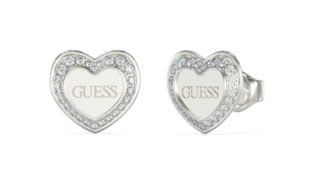 GUESS Love hopeanväriset sydänkorvakorut JUBE04035JWRHT/U
