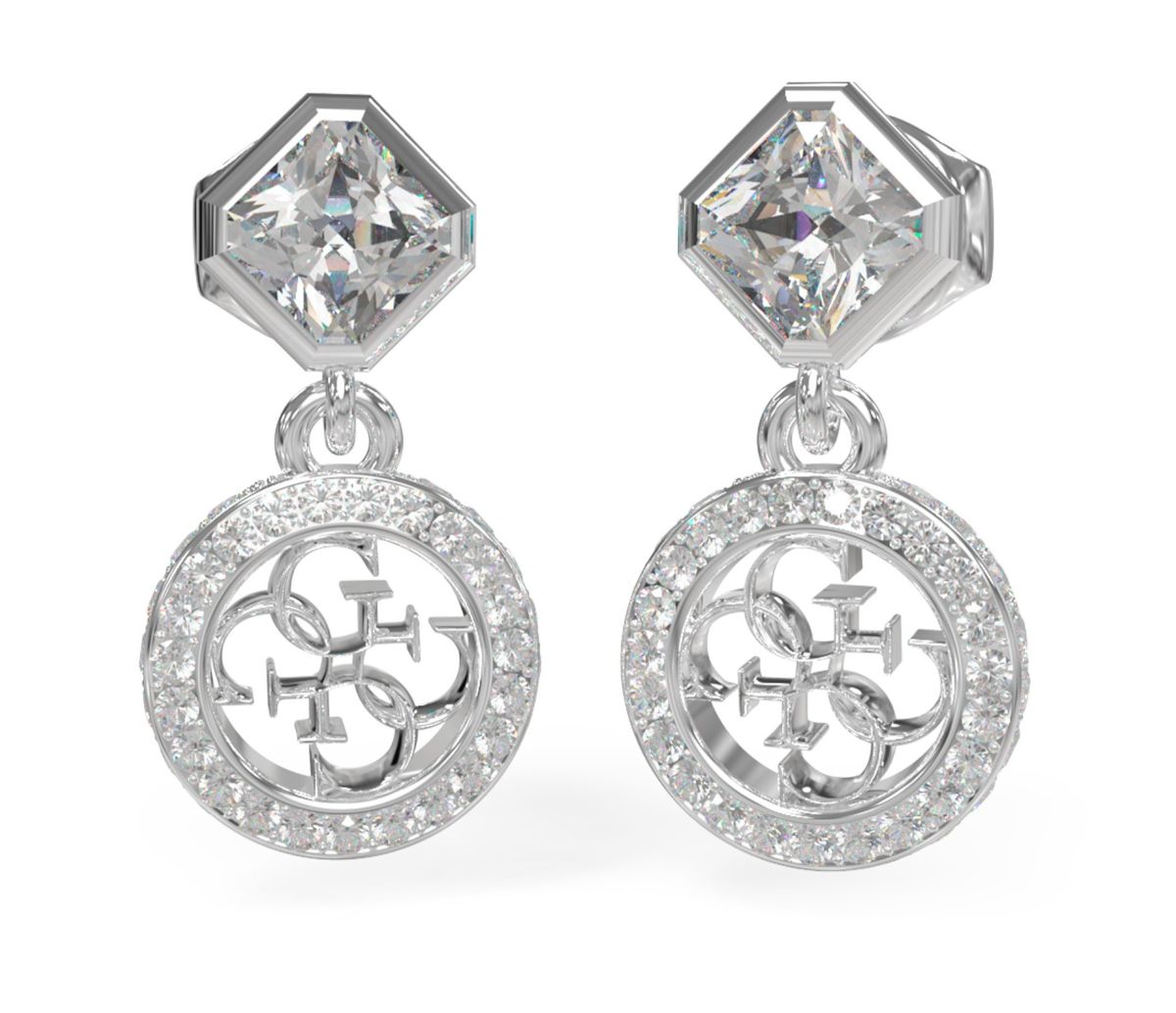 GUESS 4G Crush hopeanväriset riippuvat korvakorut JUBE04154JWRHT/U