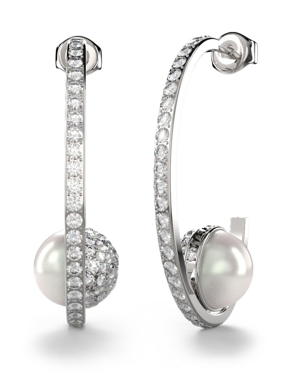 GUESS Calypso hopeanväriset helmi-kristallikorvakorut JUBE04452JWRHT/U