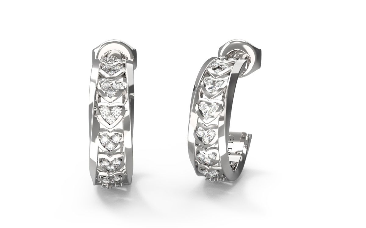 GUESS Mon amour hopeanväriset sydänkorvakorut JUBE04603JWRHT/U