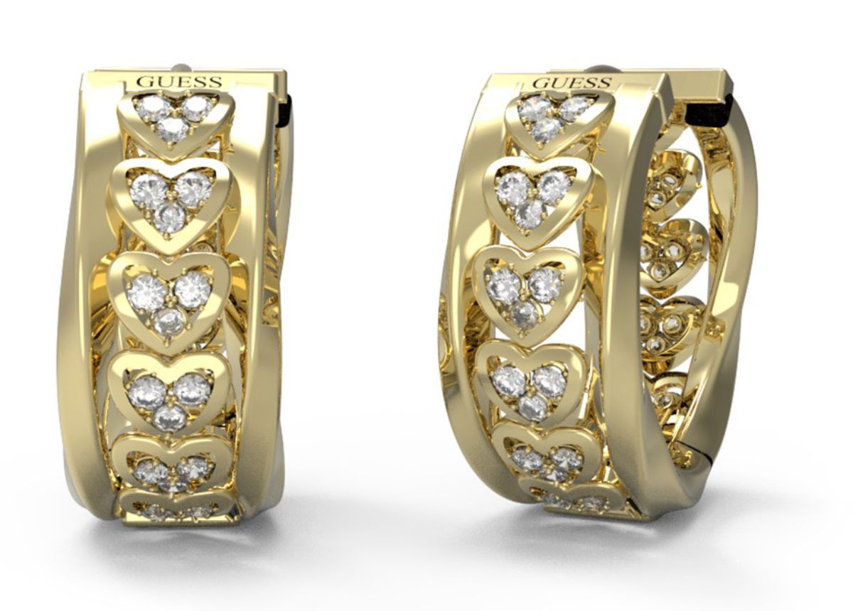 GUESS Mon amour kullanväriset sydänkorvakorut JUBE04604JWYGT/U