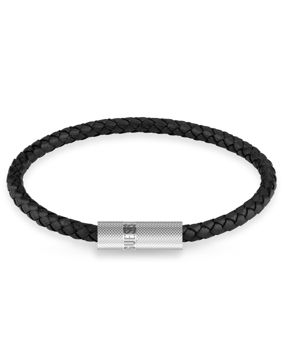 GUESS Blackjack teräs-nahkarannekoru musta JUXB03238JWSTBKL
