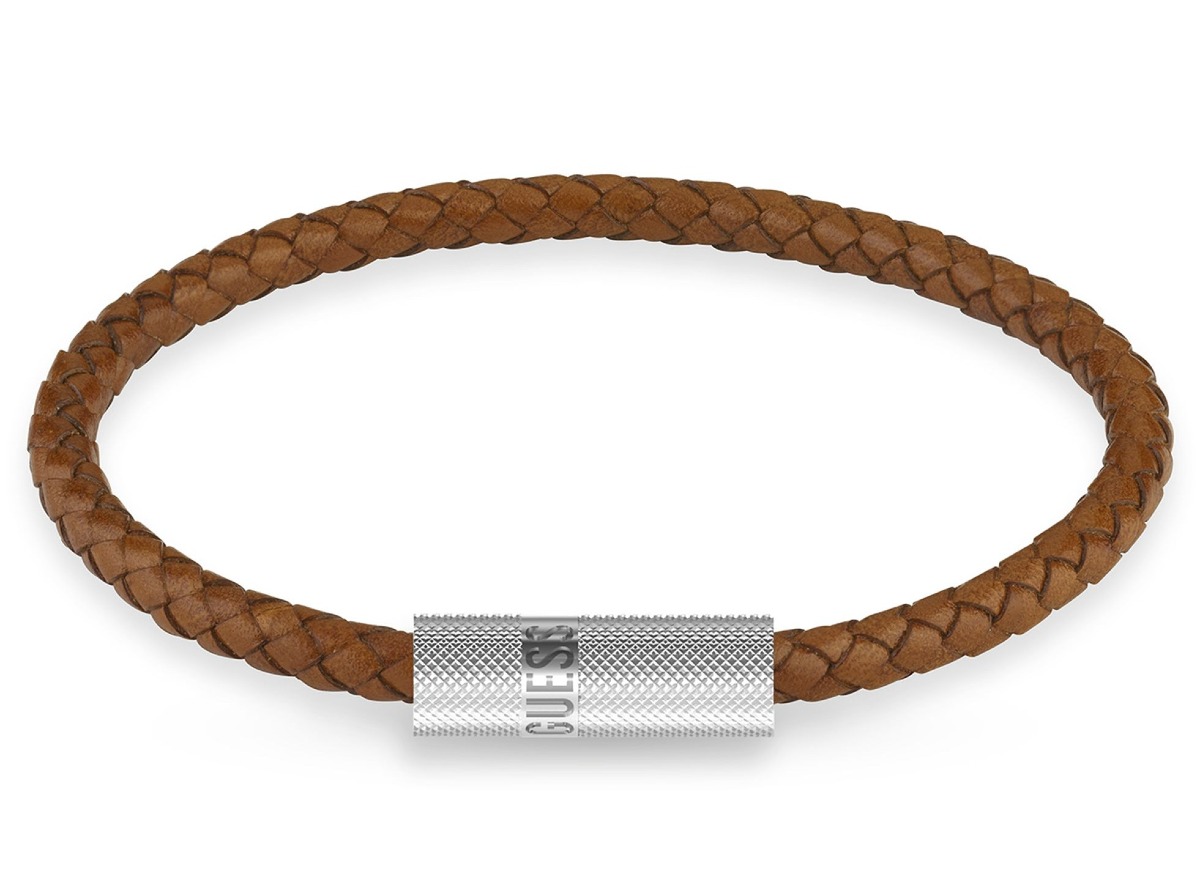 GUESS Blackjack teräs-nahkarannekoru ruskea JUXB03238JWSTORL