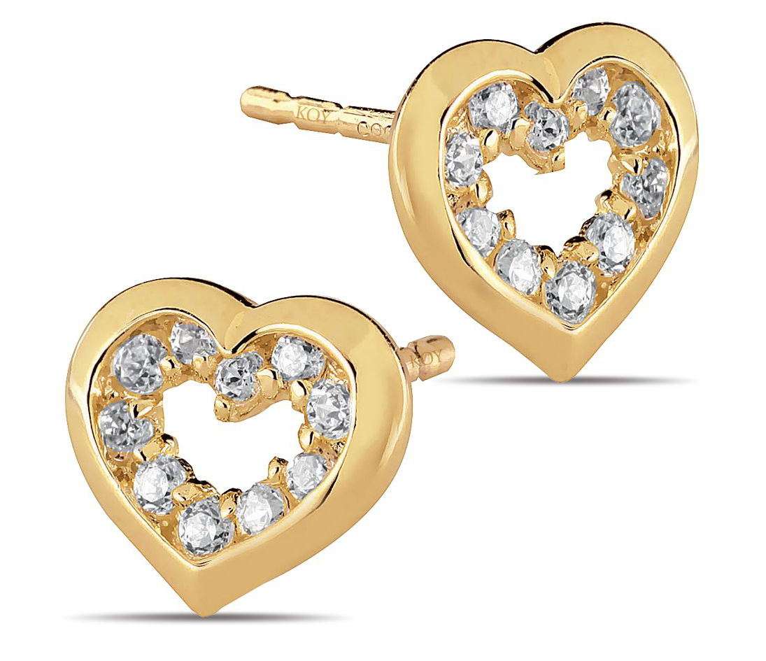 Kultakorvakorut avosydän kirkas zirkonia K-E31265Z