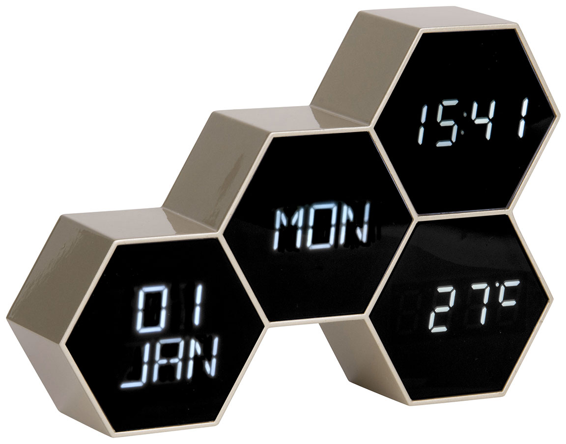 Karlsson KA5805GD herätyskello Six In The Mix Rubberized Gold Painted