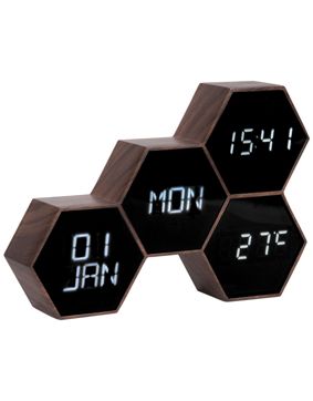 Karlsson KA5805WD herätyskello Six In The Mix Rubberized Black Wood Painted