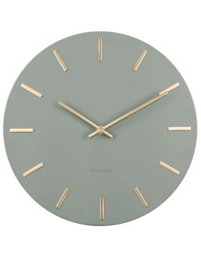 Karlsson KA5821DG seinäkello Charm Steel Jungle Green Gold Batons 30 cm