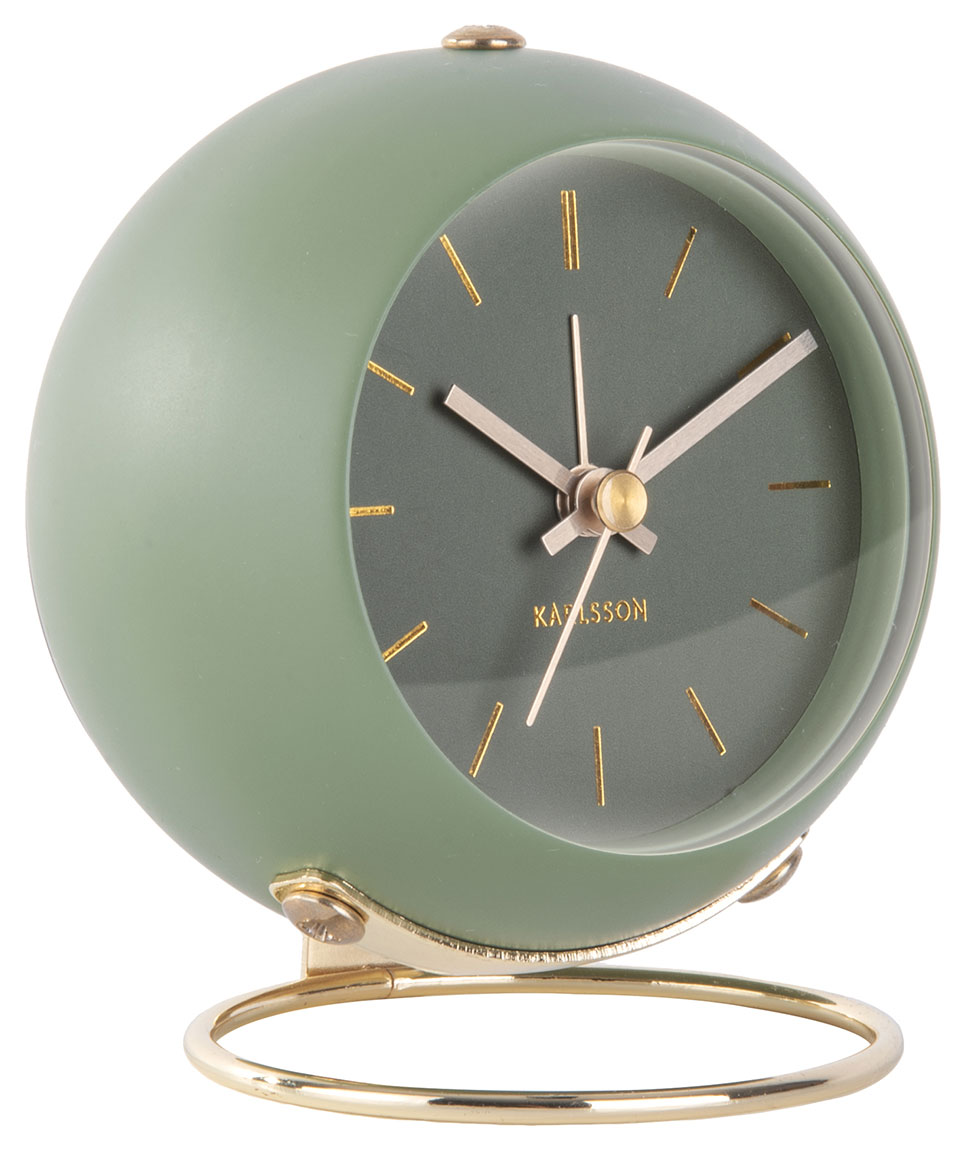 Karlsson KA5833GR herätyskello Globe Moss Green