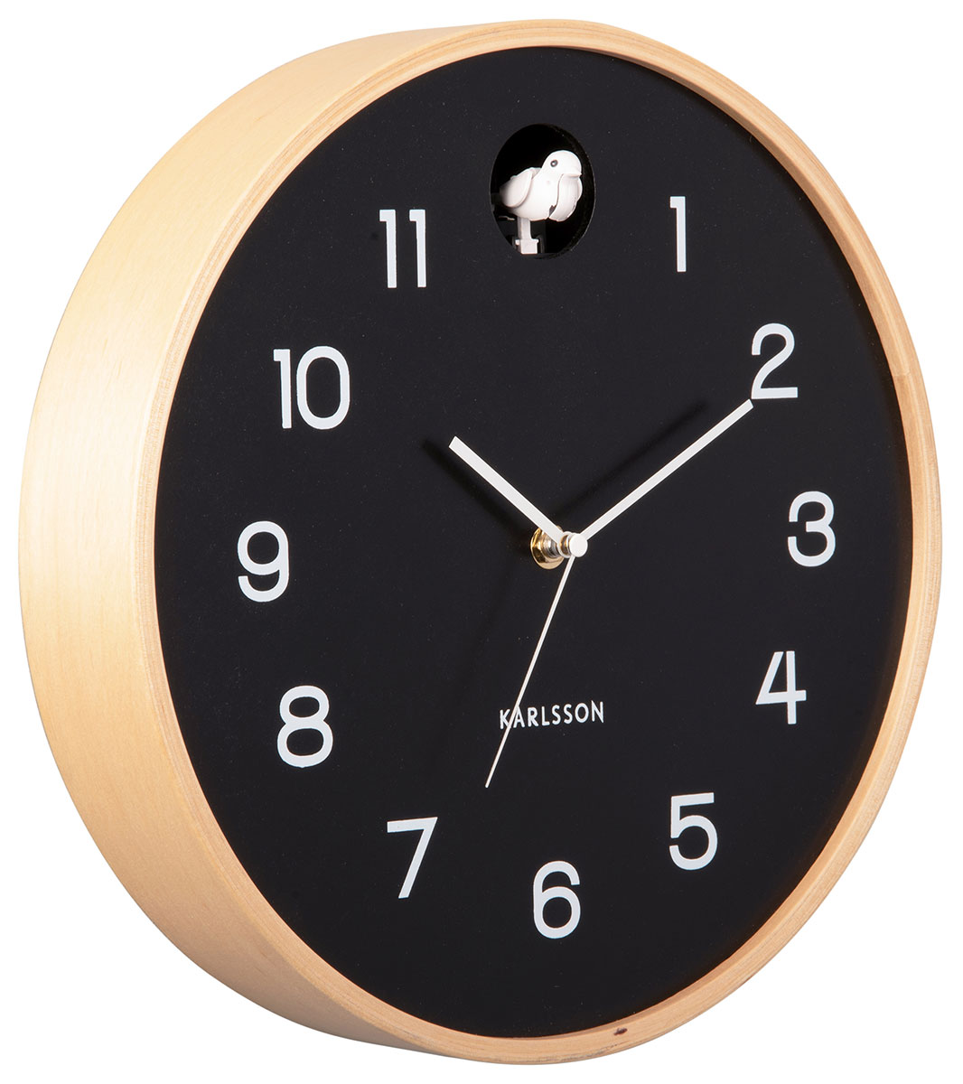Karlsson Natural Cuckoo Birch Wood Black seinäkello KA5886BK Keskisen