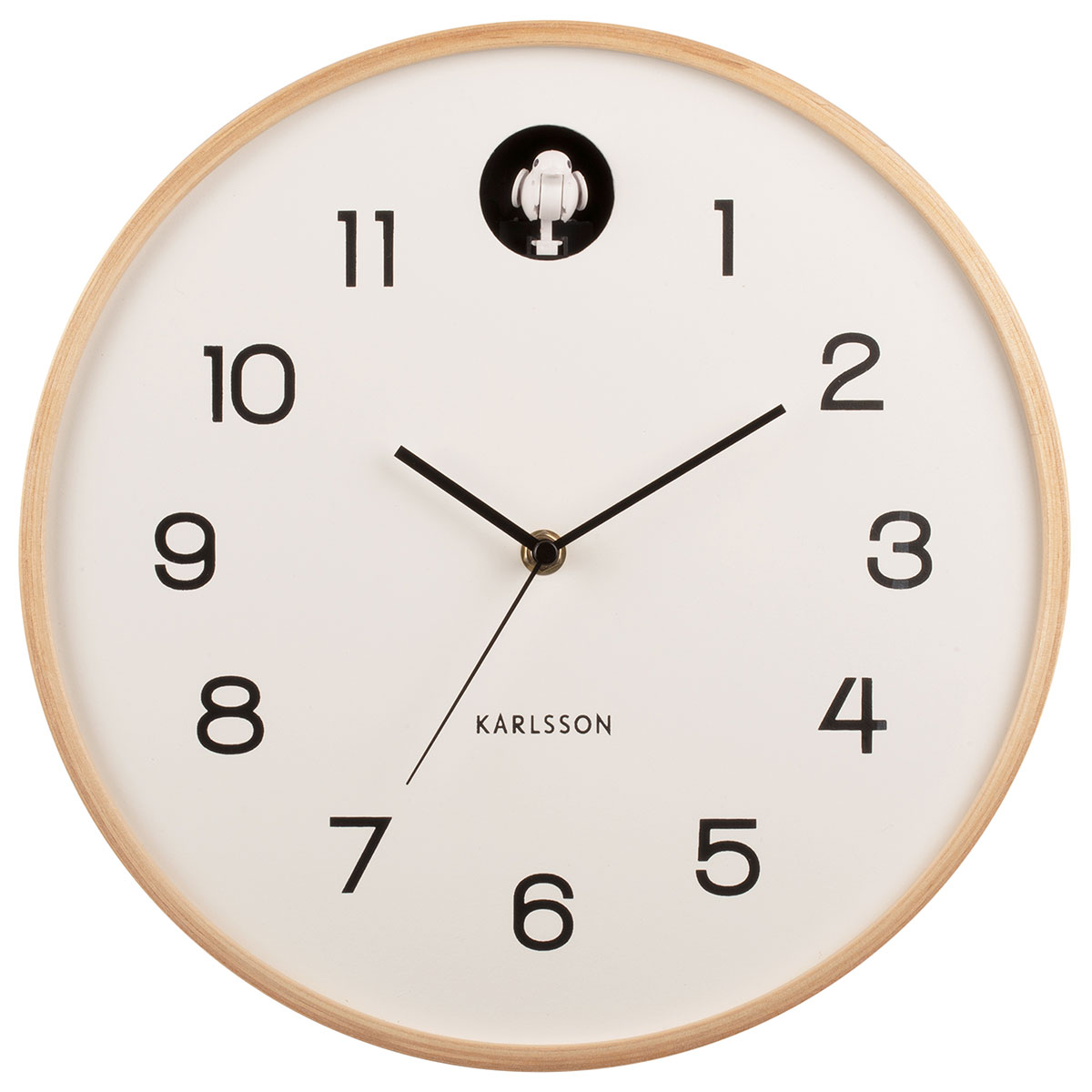 Karlsson Natural Cuckoo Birch Wood White seinäkello KA5886WH