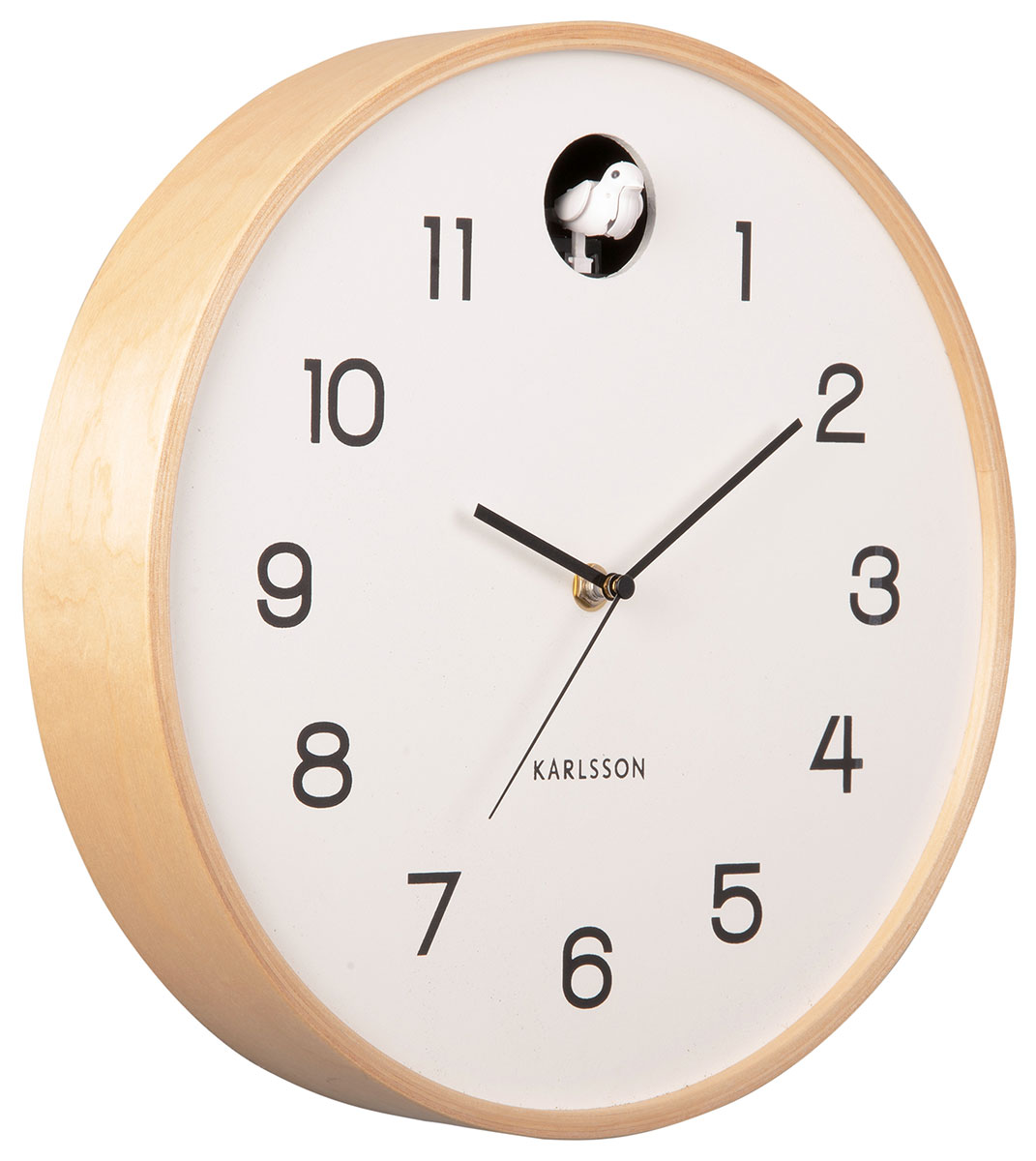 Karlsson Natural Cuckoo Birch Wood White seinäkello KA5886WH Keskisen