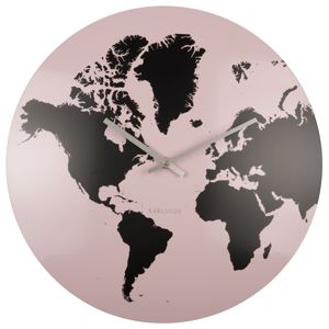 Karlsson World Map Metal Light Pink seinäkello KA5889PI main product photo
