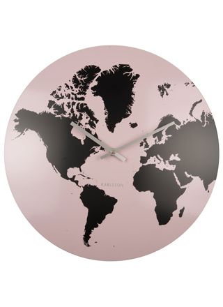 Karlsson World Map Metal Light Pink seinäkello KA5889PI
