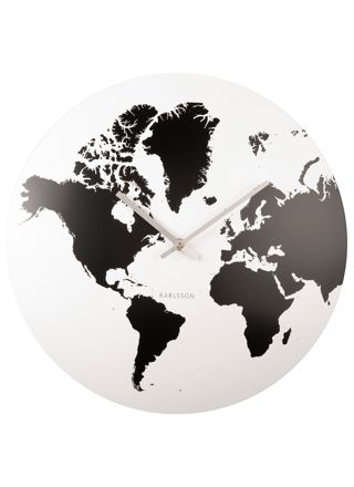 Karlsson World Map Metal White seinäkello KA5889WH