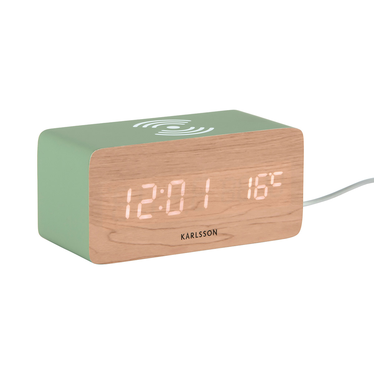 Karlsson herätyskello puhelinlatauksella Block jungle green KA5933GR