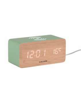 Karlsson herätyskello puhelinlatauksella Block jungle green KA5933GR