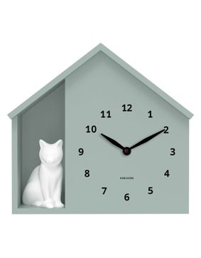 Karlsson seinäkello Sitting Cat grayed jade KA6099GR