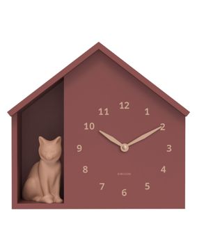 Karlsson seinäkello Sitting Cat burgundy red KA6099RD