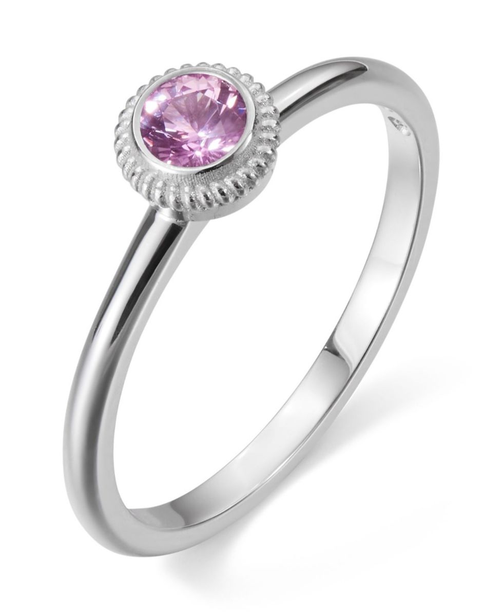 Kalevala Valittu 4.0 mm pinkki safiirisormus valkokulta 541000002S
