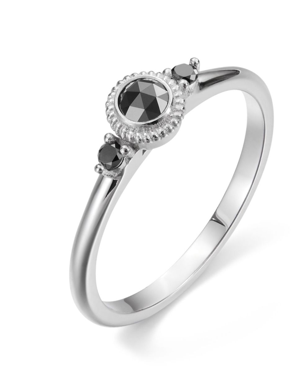 Kalevala Valittu kolmikivinen 0.23 ct musta timanttisormus valkokulta 541000003B