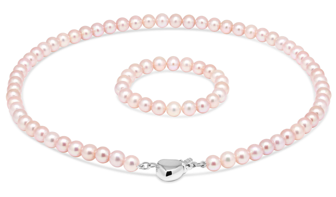 Kastehelmikaulakoru KH-1pink/32+10cm