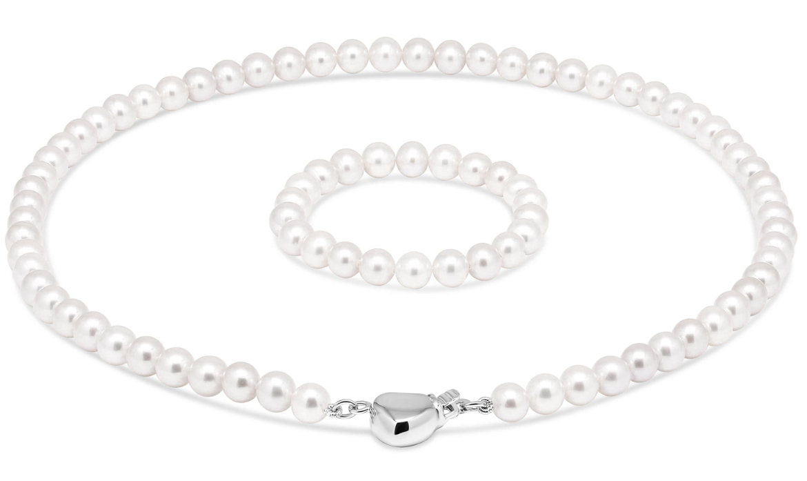 Kastehelmikaulakoru KH-1valk/32+10cm