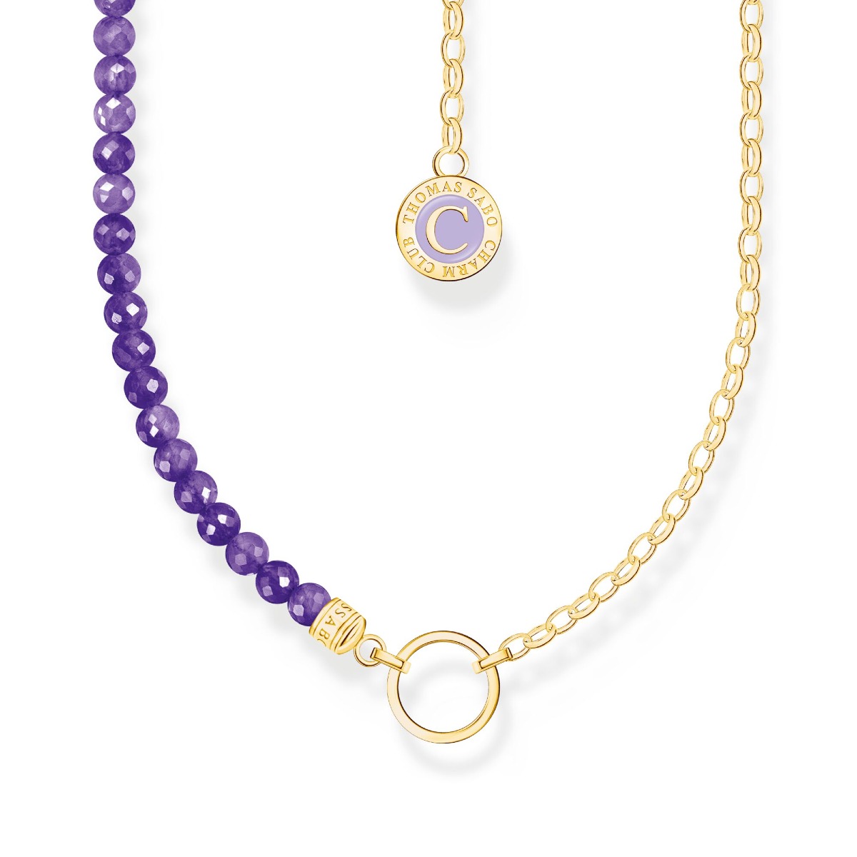 Thomas Sabo Charm Club Charmista violet beads yellow-gold plated kaulakoru KE2190-427-13-L45v