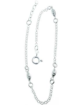 Hopeinen papunilkkaketju timanttileikatut oliivit NK34/25