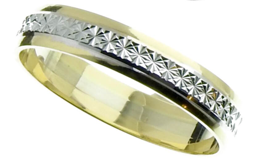 Timanttileikattu 2-värinen kultasormus 4mm 2VTL