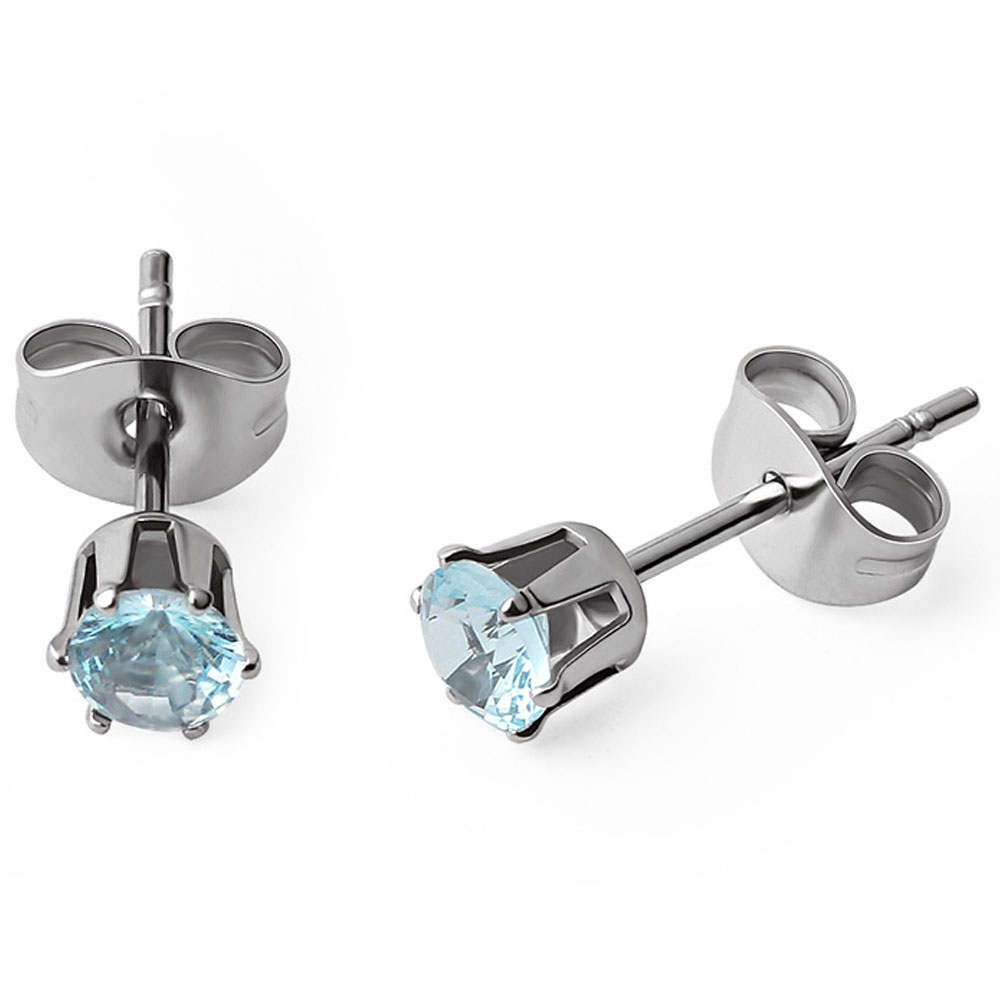 Hopeapuro Kivi akvamariini 4 mm korvakorut