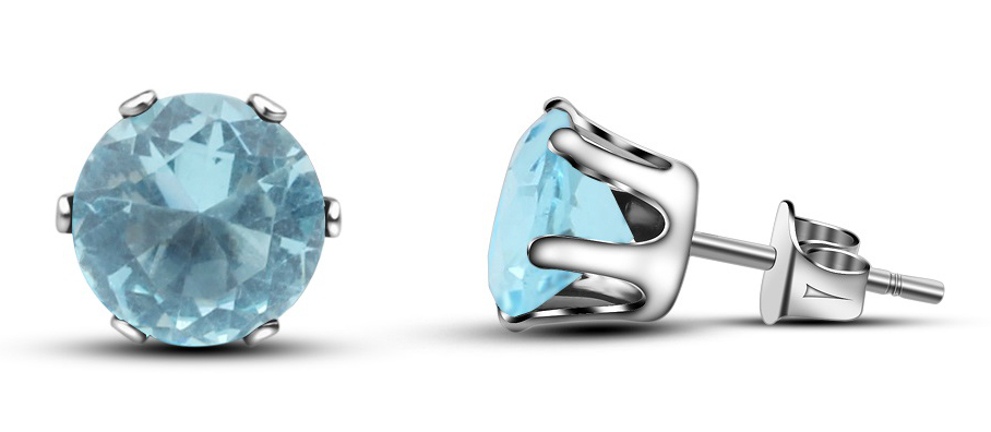 Hopeapuro Kivi akvamariini 6 mm korvakorut