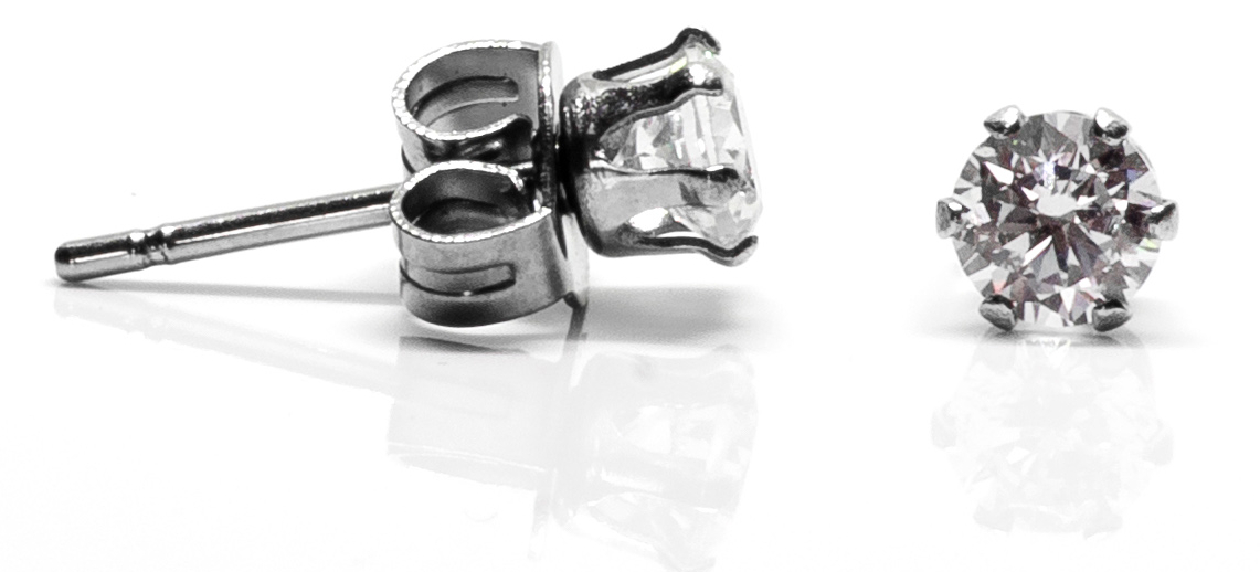 Hopeapuro Kivi kirkas 4 mm korvakorut