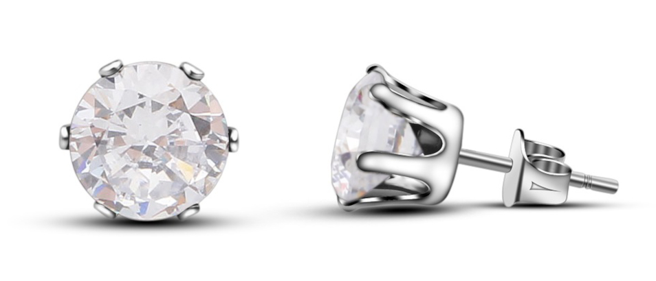 Hopeapuro Kivi kirkas 6 mm korvakorut