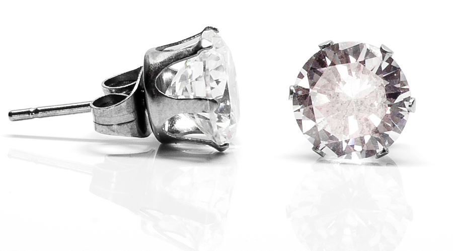 Hopeapuro Kivi kirkas 8 mm korvakorut