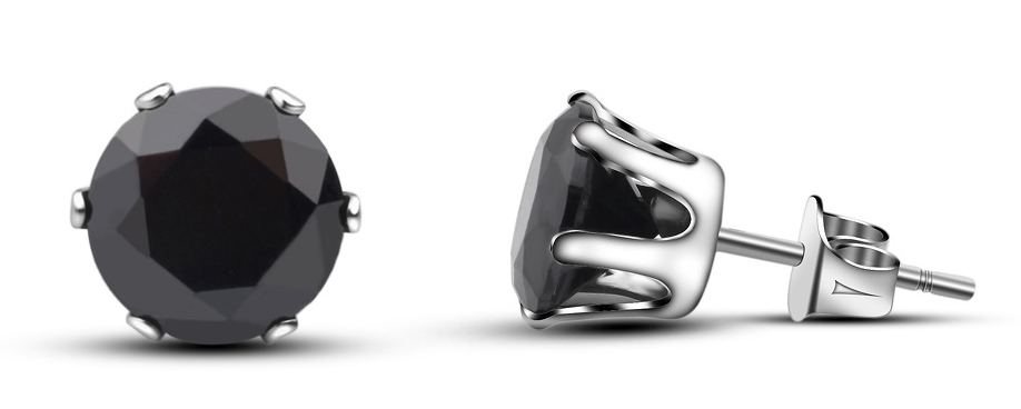 Hopeapuro Kivi musta 6 mm korvakorut