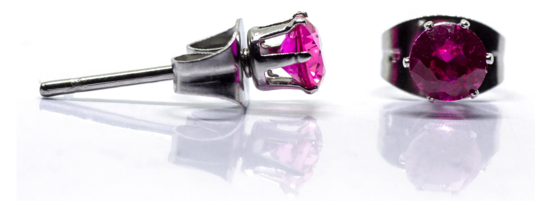 Hopeapuro Kivi pinkki 4 mm korvakorut