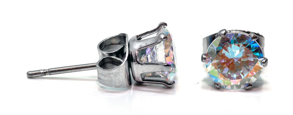 Hopeapuro Kivi sateenkaari 4 mm korvakorut