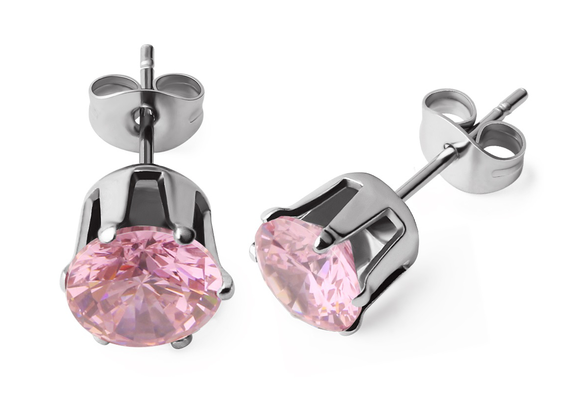 Hopeapuro Kivi vaaleanpunainen 4 mm korvakorut