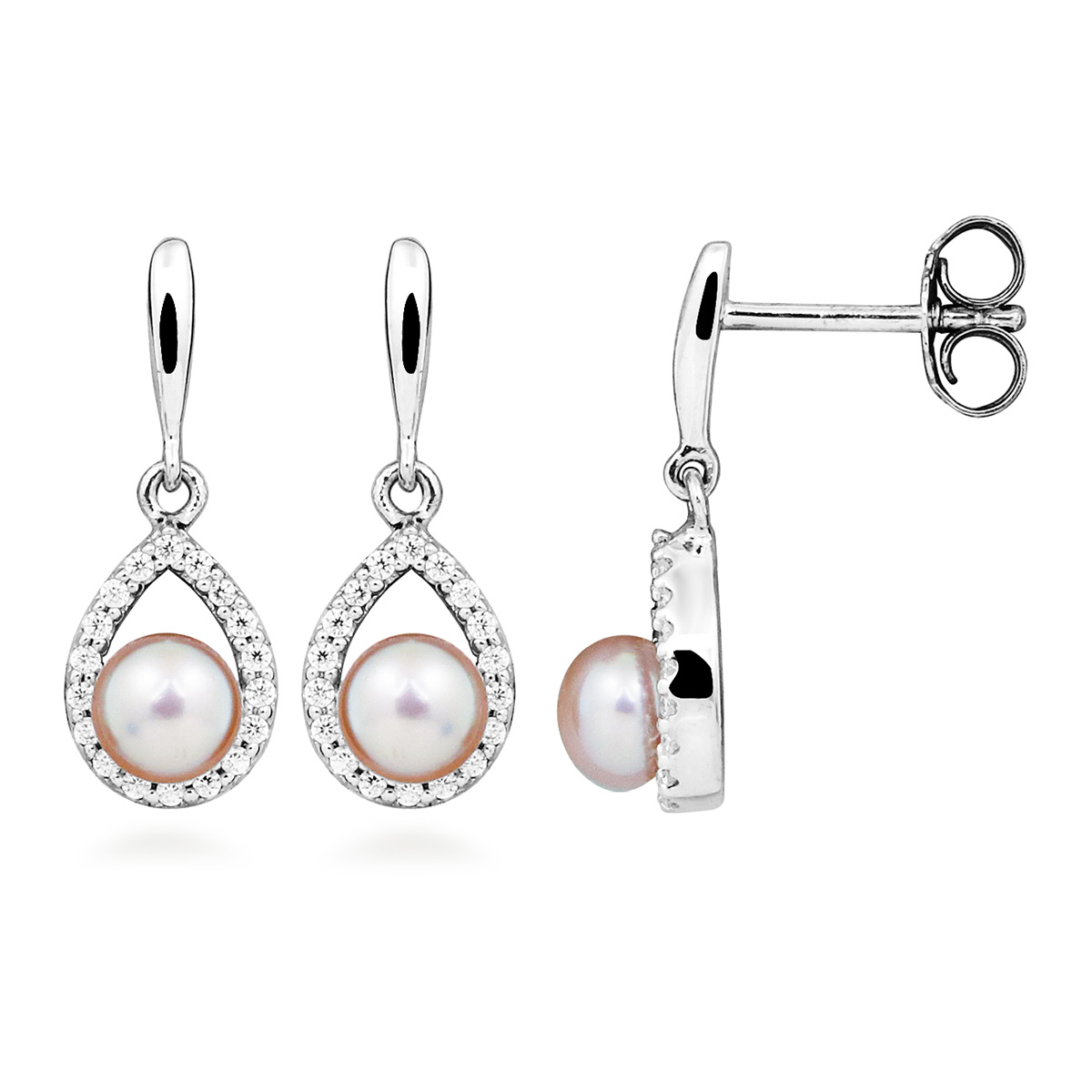 Lykka Pearls helmi hopeakorvakorut zirkonia